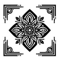 Elegant black white mandala geometric pattern, art vector