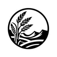 Minimalist wheat and mountain , circular illustration vector
