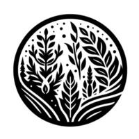 Botanical black and white circular vector