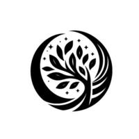 Minimalist tree of life in circle with stars vector
