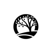 Minimalist black tree in circle, modern, ecofriendly concept vector