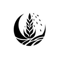 Abstract wheat and crescent , black and white vector