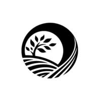 Organic farming tree fields in a circle vector