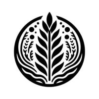 Black and white minimalist botanical emblem on white background vector
