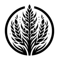 Minimalist wheat symbol bold black and white illustration for branding vector