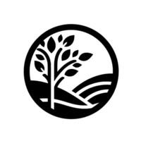 Abstract nature tree, fields, circle, minimalist vector