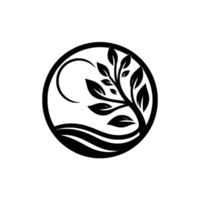 Minimalist tree in circle nature, growth, and abstract vector