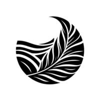 Stylized black and white leaf illustration minimalist element vector