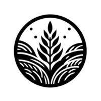 Abstract black white wheat field in a circle vector