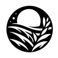 Minimalist black and white nature scene in circle frame vector