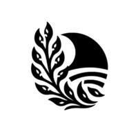 Abstract Black White Botanical Composition vector