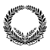Minimalist Laurel Wreath Illustration Elegant, Black on White, Decorative vector