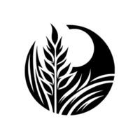 Minimalist Wheat Field in Black and White vector