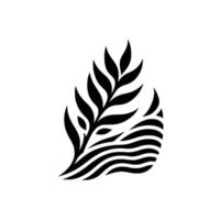 Abstract Black Leaf on White Background Minimalist Concept vector
