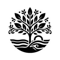 Minimalist Tree of Life Silhouette Emblem for Ecology, Nature, and Growth vector