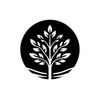 Minimalist Tree in Black Circle Environment, Growth Concept vector