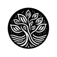 Abstract Black and White Tree of Life , Circle vector