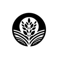 Minimalist Black and White Nature Wheat Fields vector