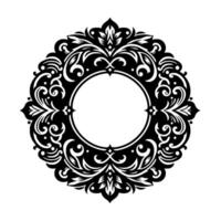 Ornate Black and White Circle Frame, Elegant Element vector