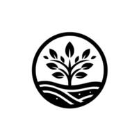 Minimalist Tree in Circle, Organic and EcoFriendly Concept vector