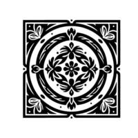 Ornate Black and White Floral Pattern Decorative Element vector