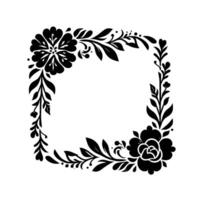 Elegant Black Floral Frame on White, Graphics vector