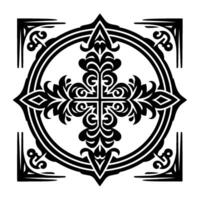 Ornate Black Cross , Circular and Square Pattern vector