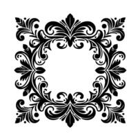 Elegant Black Floral Frame on White Background 4 vector