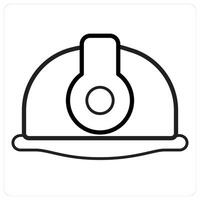 Construction Cap and helmet icon concept in black line color vector