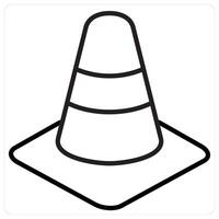 Traffic and traffic cone concept in black line color vector