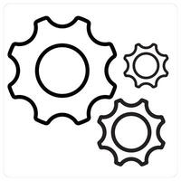 Settings and gear icon concept in black line color vector