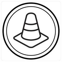 Traffic Cone and construction icon concept in black line color vector