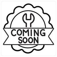 Coming Soon icon concept in black line color vector