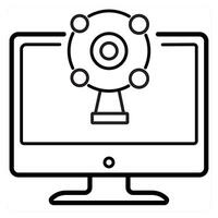 Call and conference icon concept in black line color vector
