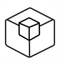 3D Model and cube icon concept in black line color vector
