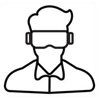 Oculus VR and vr icon concept in black line color vector