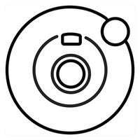 Camera 360 and rotate icon concept in black line color vector