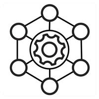 Framework and connection icon concept in black line color vector