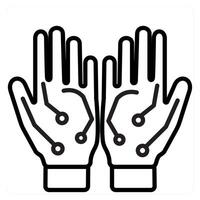 Wiblack Gloves and technology icon concept in black line color vector