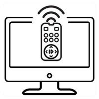 Control Devices and battery icon in black line color vector