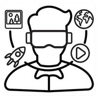 Virtual Reality and Augmented icon concept in black line color vector