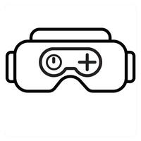 vr gaming and controller icon concept in black line color vector