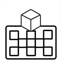 VR Projection and icon concept in black line color vector