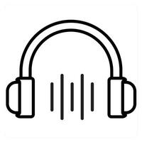 Audio Visual and headphone icon concept in black line color vector