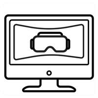 Vr Screen and display icon concept in black line color vector