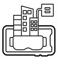 VR Applications and virtual reality icon concept in black line color vector
