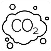 CO2 and green energy icon concept in black line color vector