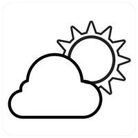 Cloudy Day and weather icon concept in black line color vector