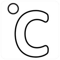 Celsius and temperature concept in black line color vector