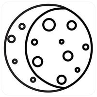 Lunar Eclipse and quarter icon concept in black line color vector